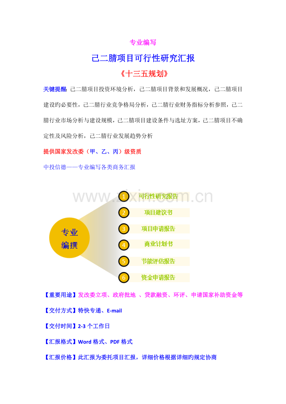 己二腈项目可行性研究报告.doc_第1页