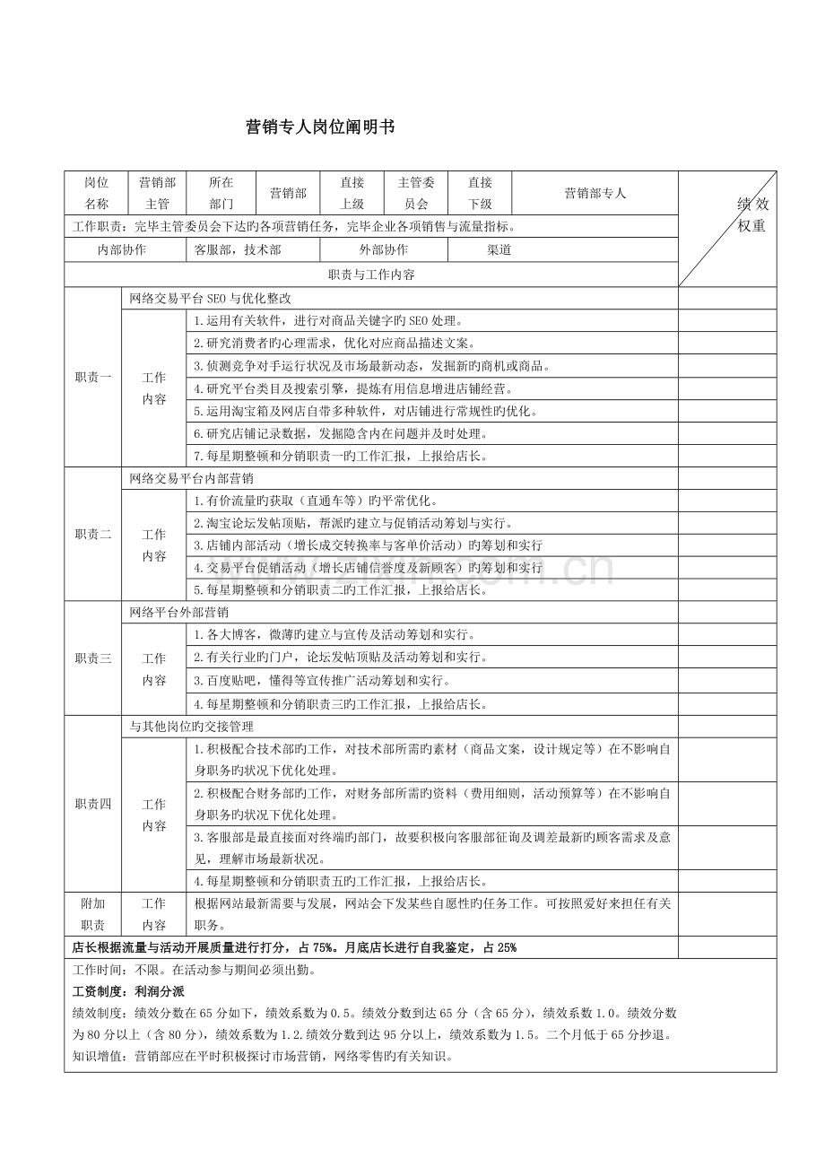 团队考核电商各岗位KPI绩效考核表及工作职责淘宝天猫京东运营实操表格.doc_第3页