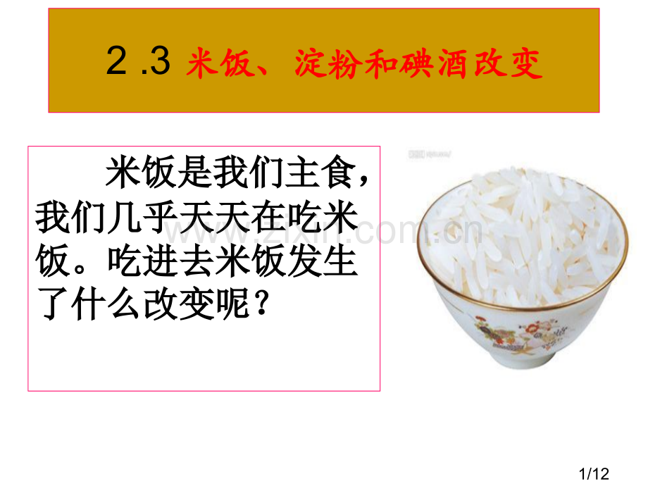 教科版科学六年级下册3《米饭、淀粉和碘酒的变化》省名师优质课赛课获奖课件市赛课一等奖课件.ppt_第1页