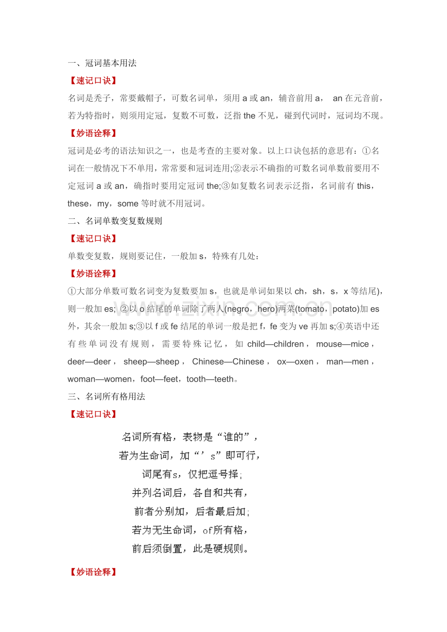 初中英语十大语法速记口诀.docx_第1页