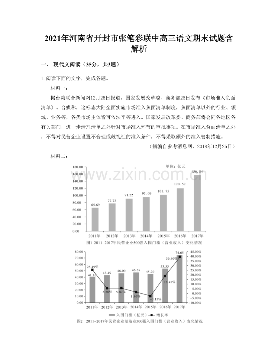 2021年河南省开封市张笔彩联中高三语文期末试题含解析.docx_第1页