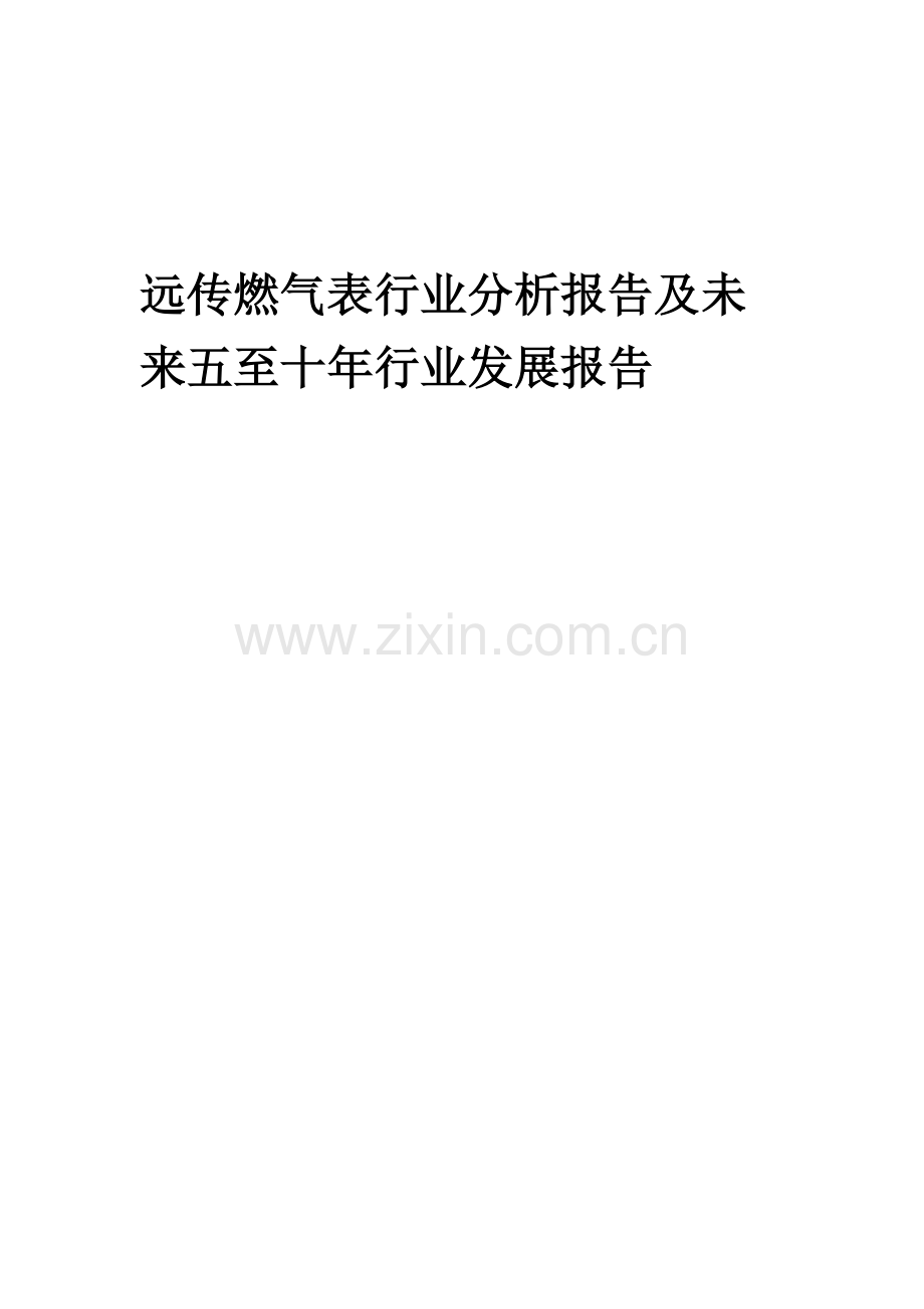 2023年远传燃气表行业分析报告及未来五至十年行业发展报告.doc_第1页