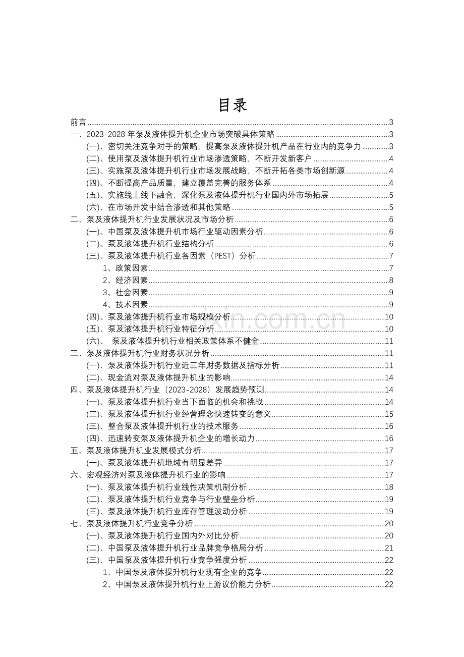 2023年泵及液体提升机行业市场突围建议及需求分析报告.doc_第2页