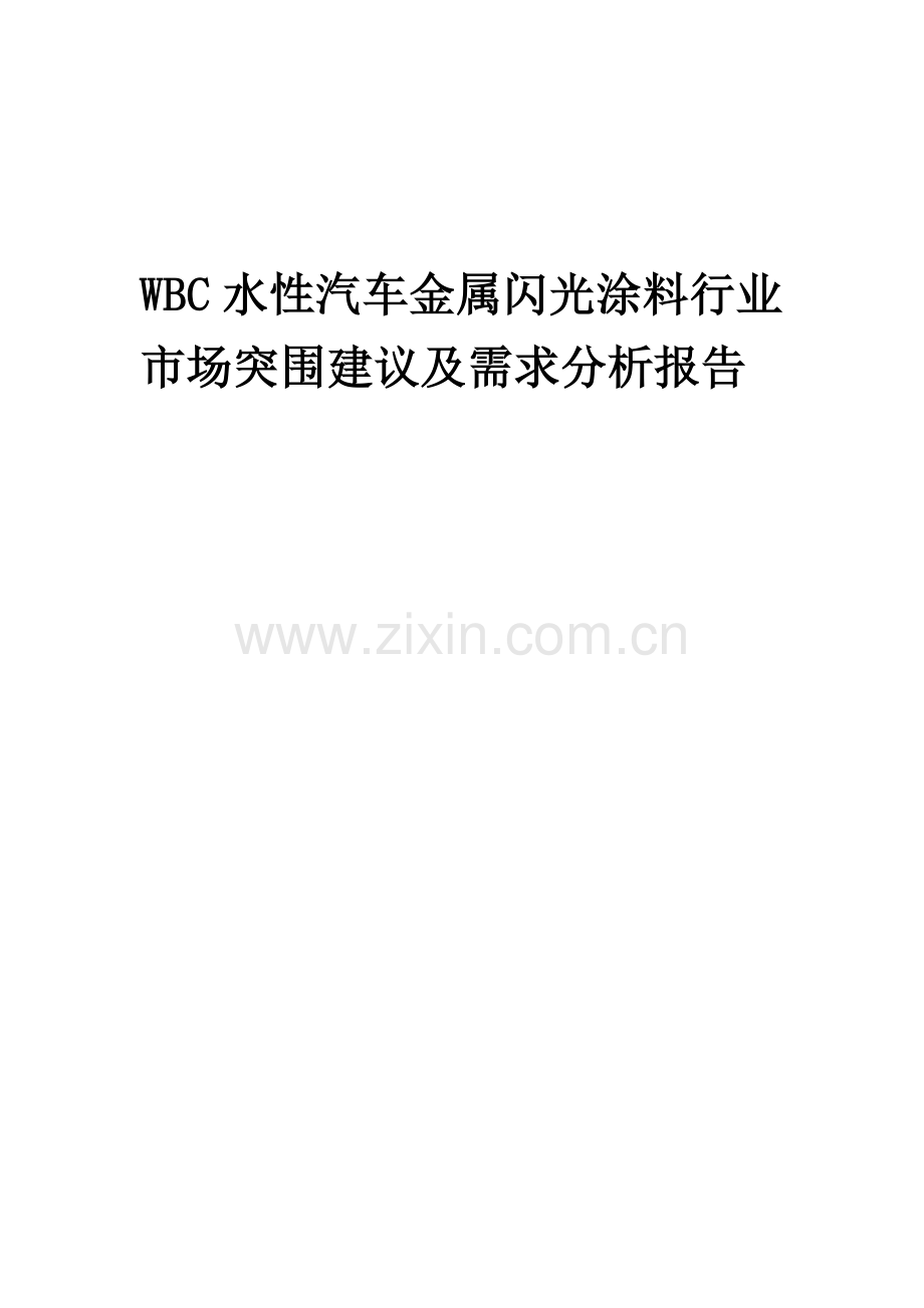 2023年WBC水性汽车金属闪光涂料行业市场突围建议及需求分析报告.docx_第1页