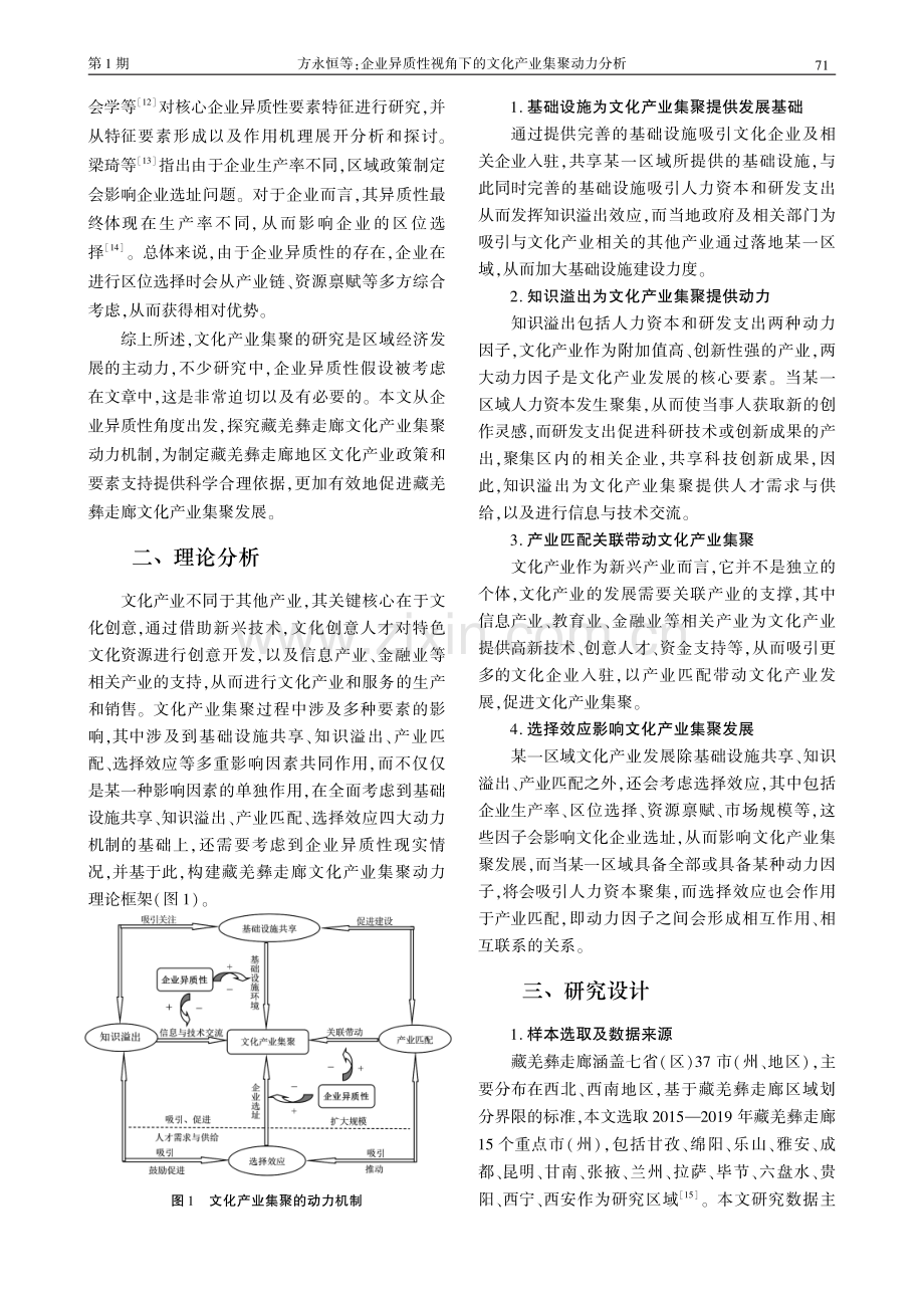 企业异质性视角下的文化产业集聚动力分析——基于藏羌彝走廊数据的实证研究.pdf_第2页