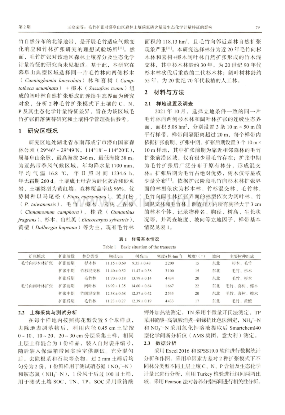 毛竹扩张对幕阜山区森林土壤碳氮磷含量及生态化学计量特征的影响.pdf_第3页