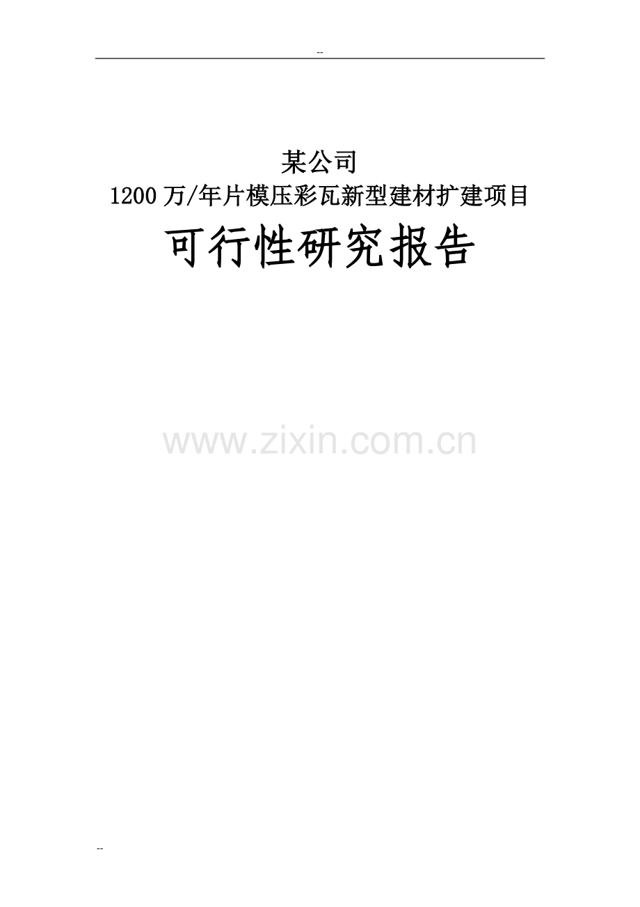 某某公司1200万片年模压彩瓦新型建材扩建项目可行性研究报告.doc_第1页