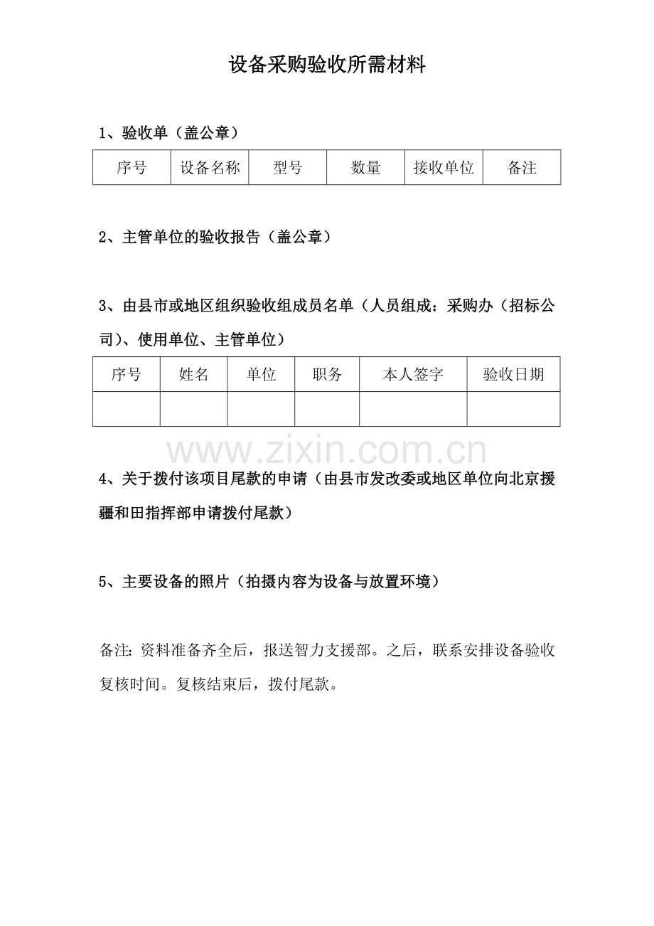 设备验收所需资料和程序.doc_第1页