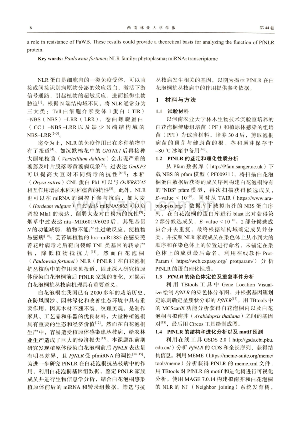 泡桐NLR基因家族分析及其对植原体的响应.pdf_第2页