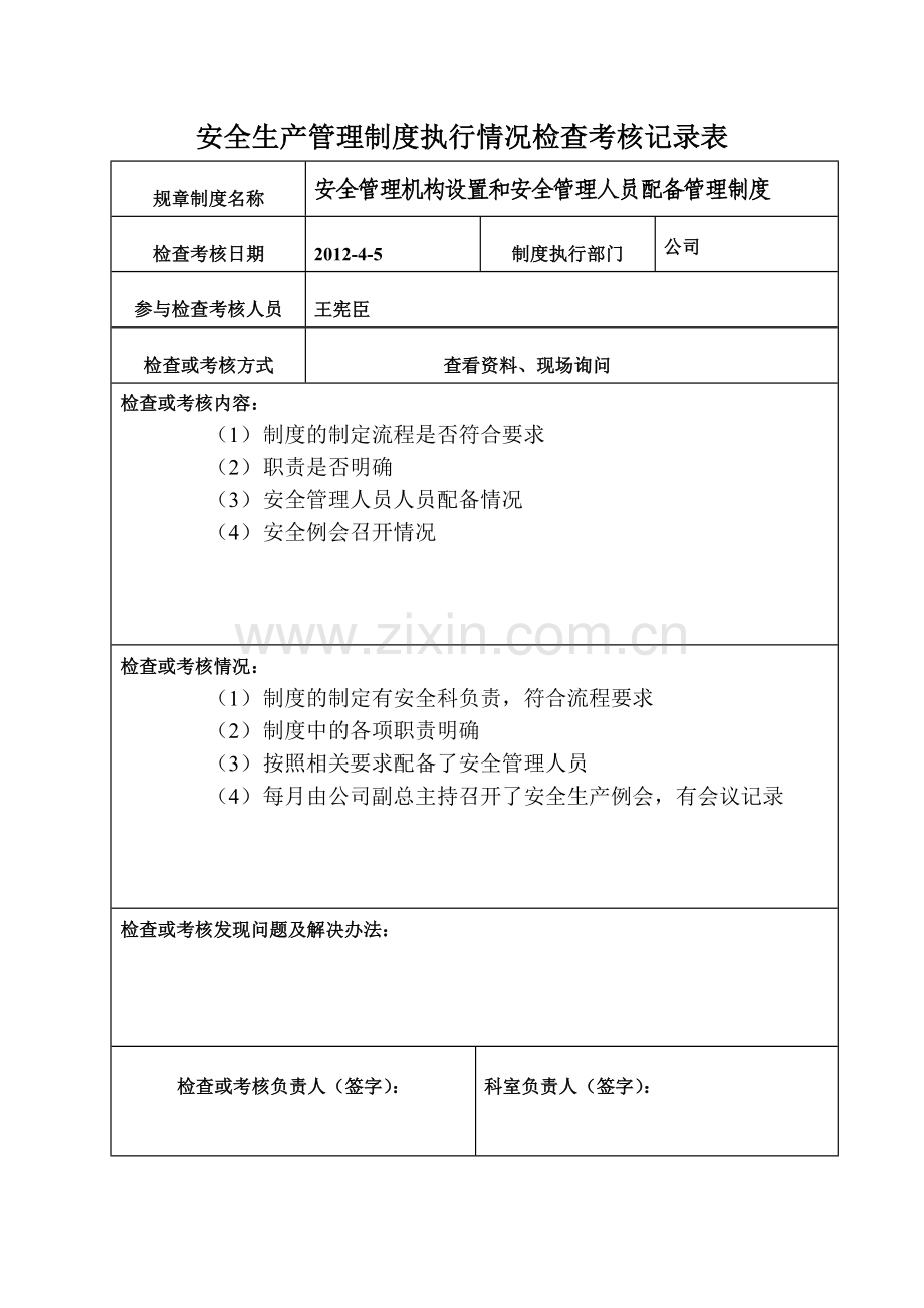 管理规章制度执行检查记录表.doc_第3页