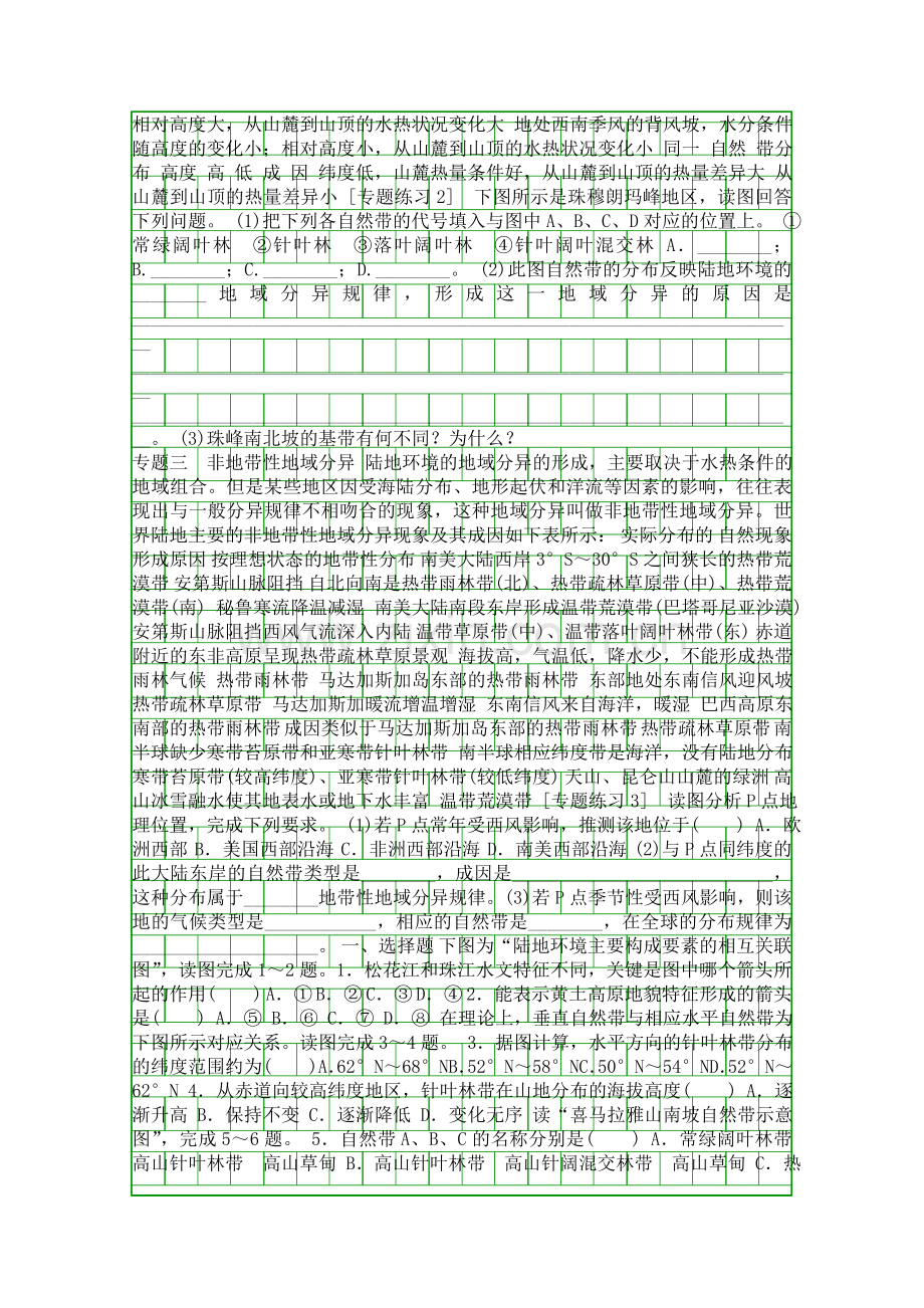 自然地理环境的整体性与差异性-章末总结-学案人教版必修1.docx_第2页