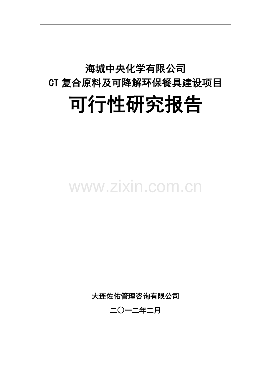 ct复合原料及可降解环保餐具项目可行性研究报告.doc_第1页