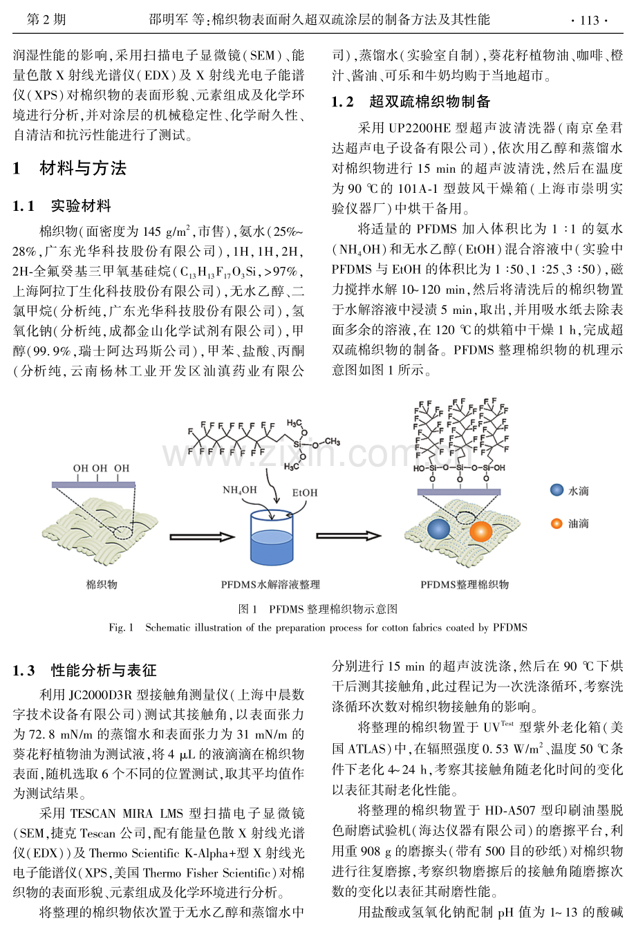 棉织物表面耐久超双疏涂层的制备方法及其性能.pdf_第2页