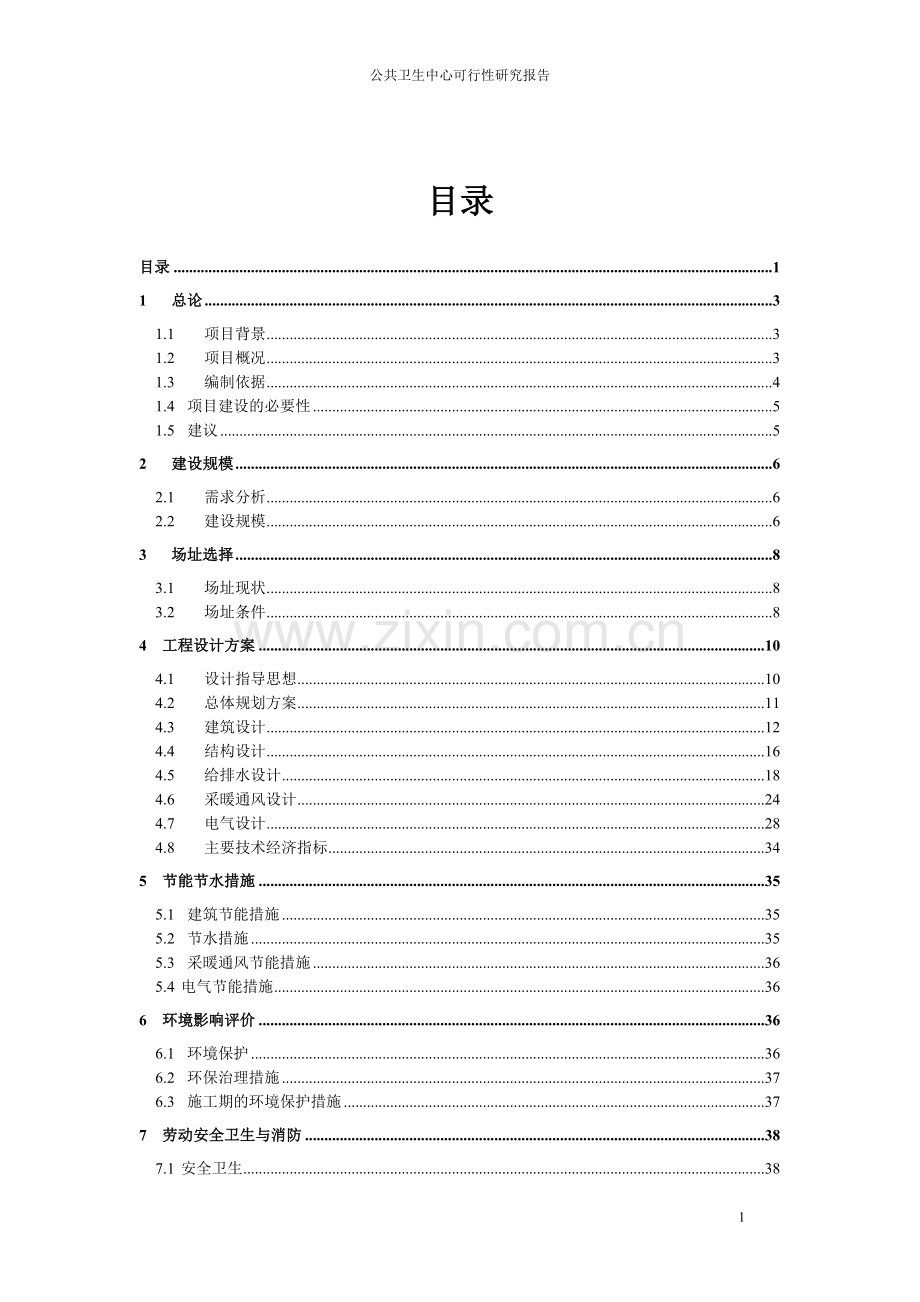 公共卫生中心建设项目可行性研究报告.doc_第1页