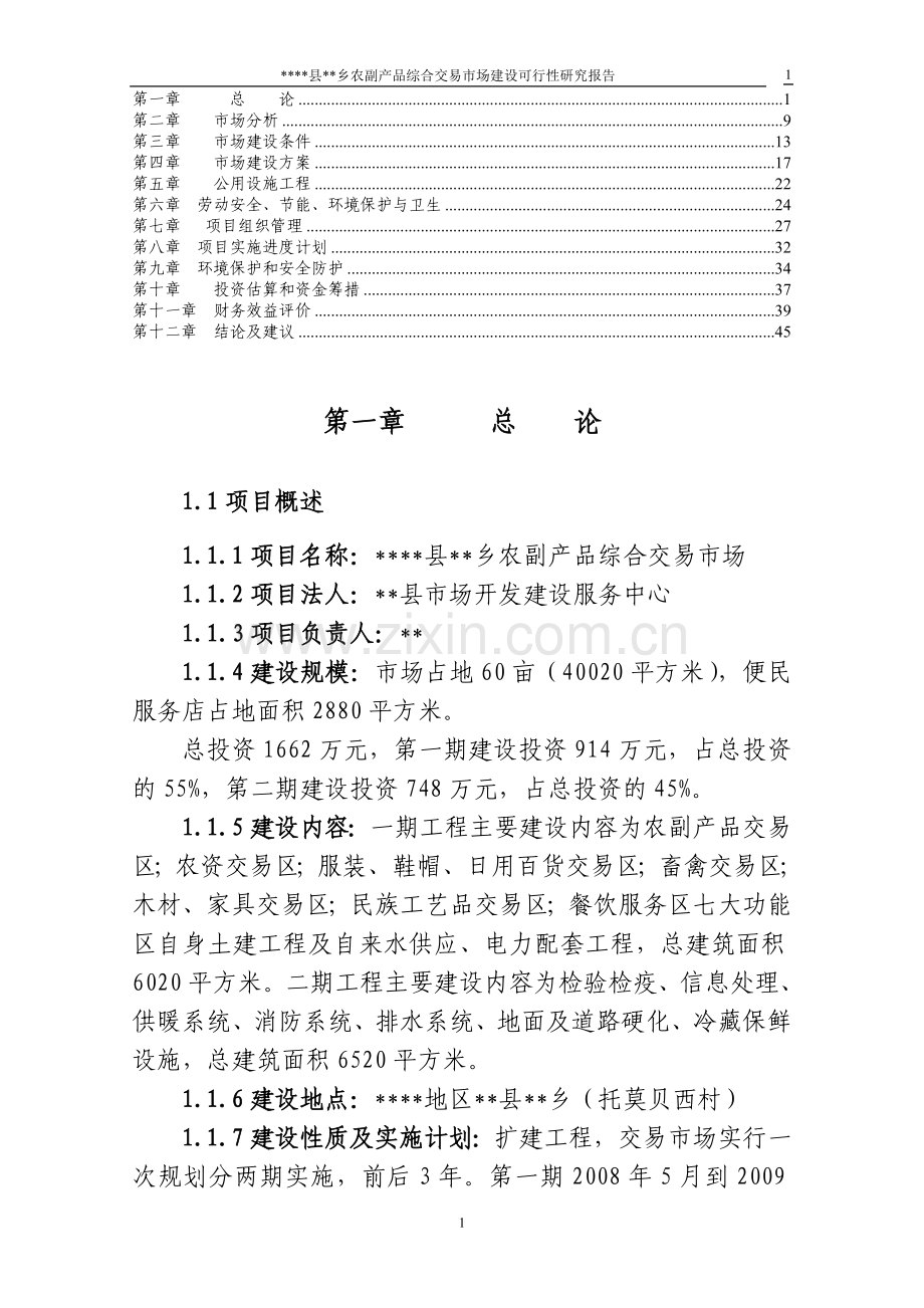 农贸市场建设可行性研究报告.doc_第1页