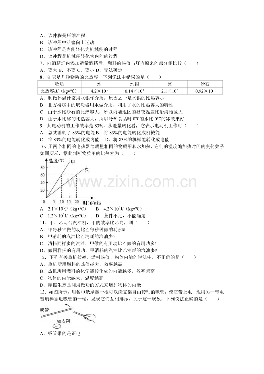 葫芦岛市兴城市届九级上第一次质检物理试卷含答案解析.doc_第2页