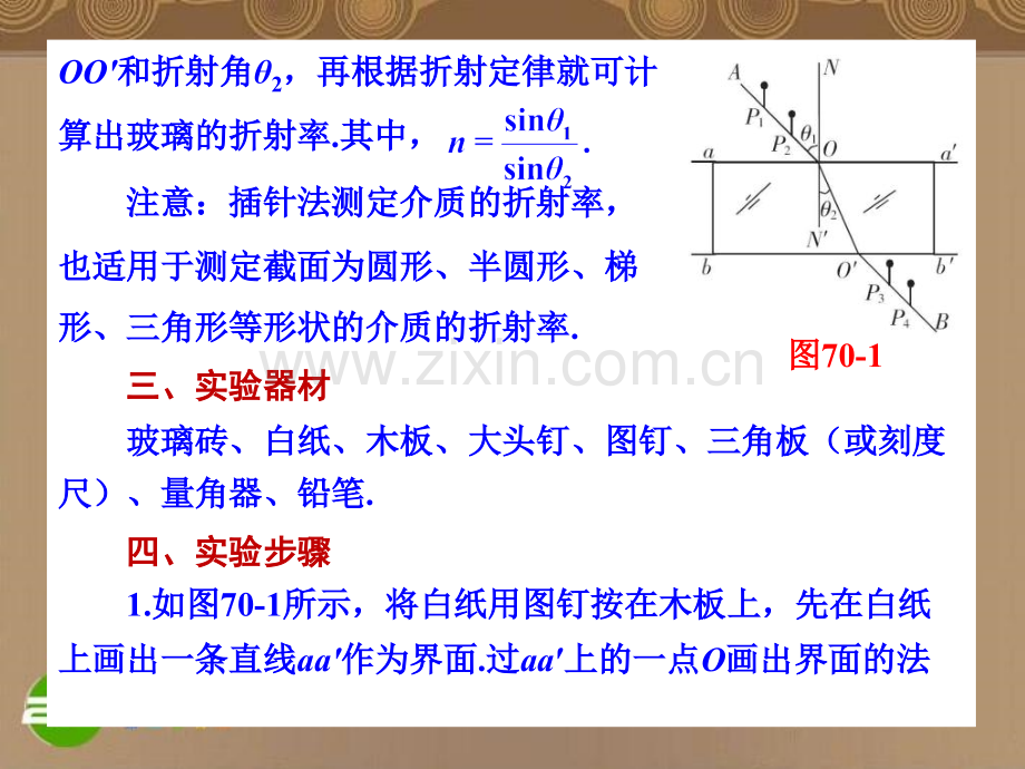 河北省高考物理一轮总复习光学实验测定玻璃的折射率旧人教版.pptx_第2页