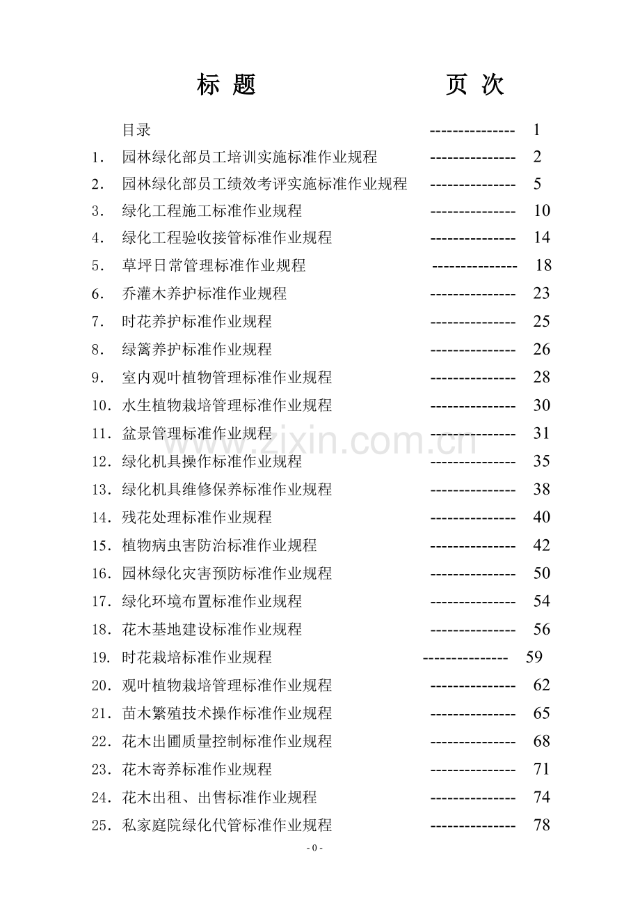 物业管理标准作业规程后半部绿化方面.doc_第1页