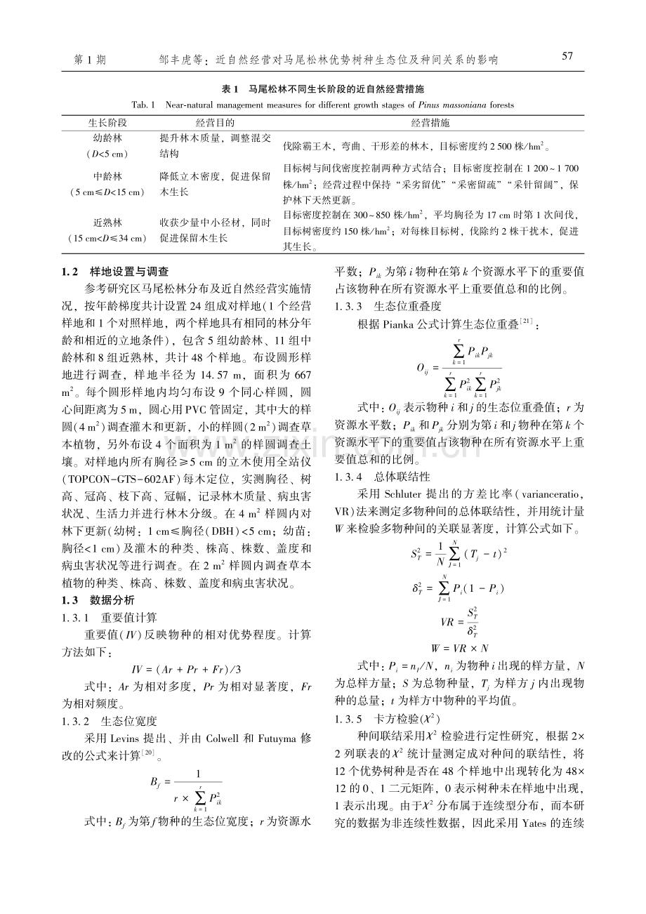 近自然经营对马尾松林优势树种生态位及种间关系的影响.pdf_第3页