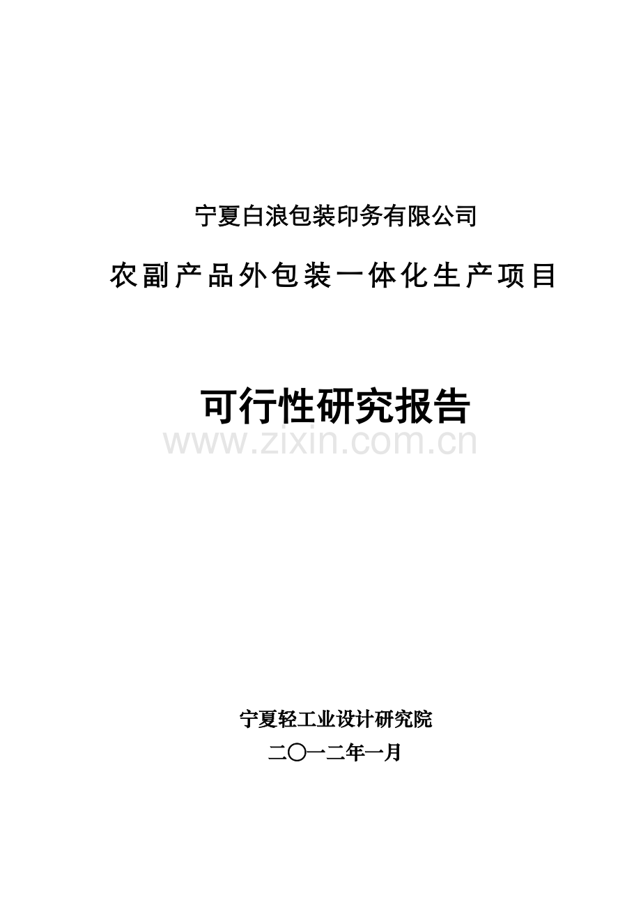 农副产品外包装一体化生产项目投资建设可行性研究报告.doc_第1页