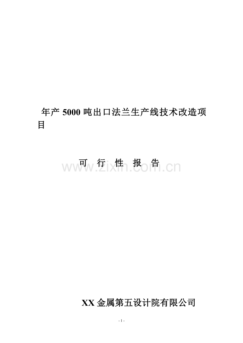 年产5000吨出口法兰生产线技术改造项目可行性分析研究报告.doc_第1页