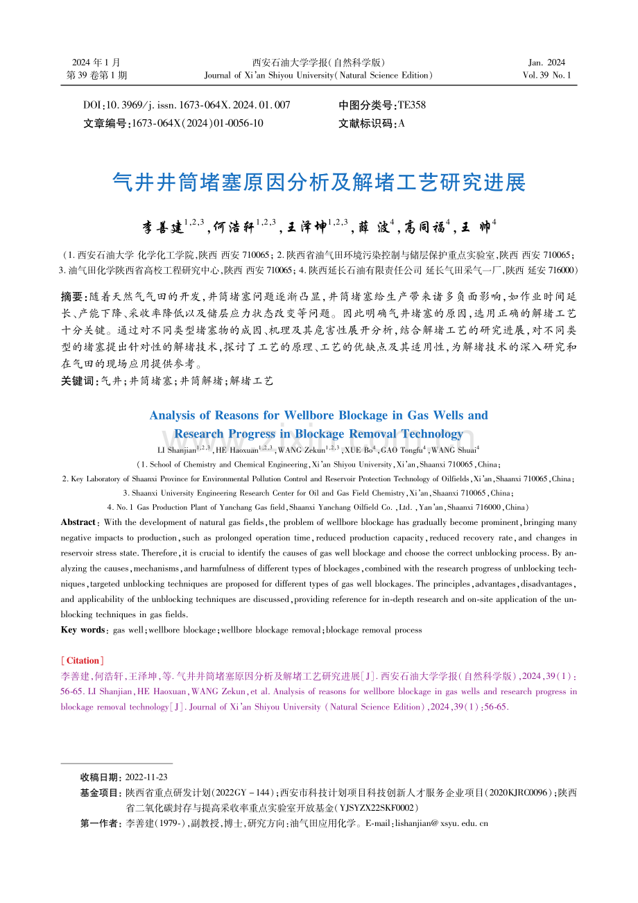 气井井筒堵塞原因分析及解堵工艺研究进展.pdf_第1页