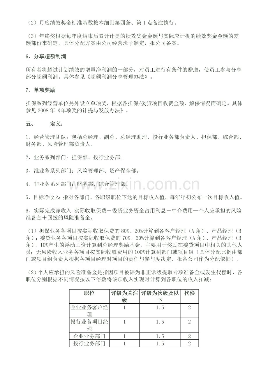 融资担保有限公司年度工资制度与绩效考核实施细则.doc_第3页