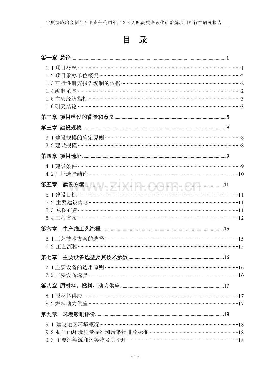 年产2.4万吨碳化硅可行性研究报告.doc_第1页