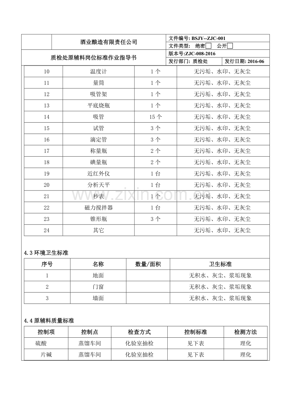 酒业酿造有限责任公司质检处原辅料岗位标准作业指导书SOP文件.doc_第3页