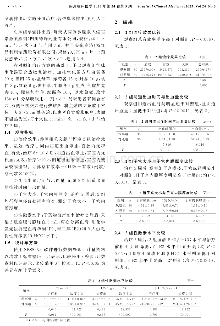 加味生化汤联合热敏灸防治药物性流产后宫内残留的临床研究.pdf_第2页