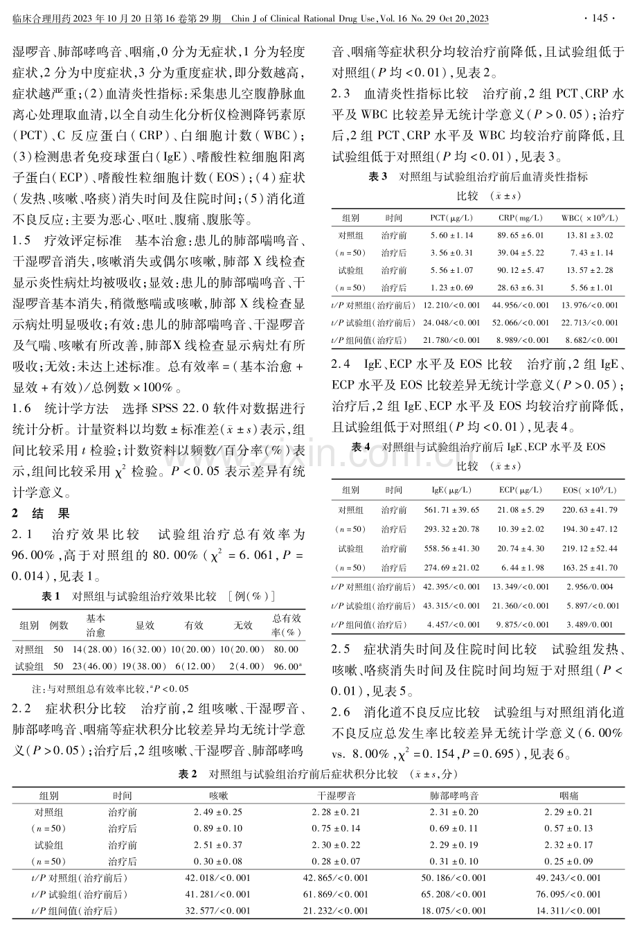 加味千金苇茎汤治疗痰瘀互结型小儿支原体肺炎的临床效果及消化道不良反应.pdf_第2页