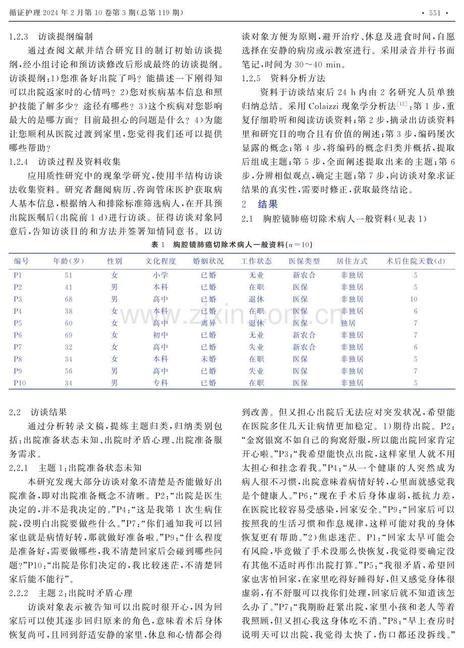 胸腔镜肺癌切除术病人出院准备服务需求的质性研究.pdf_第2页