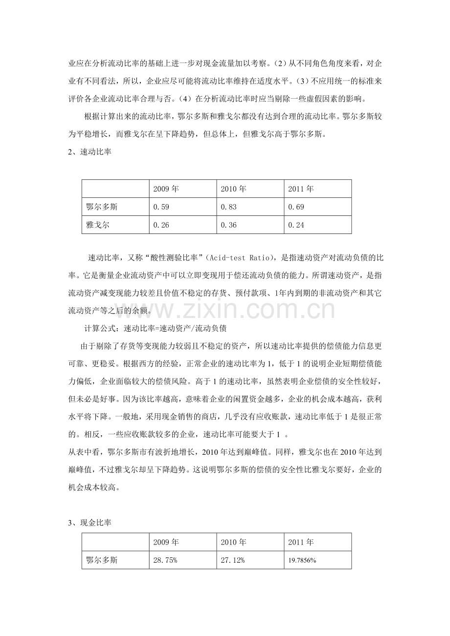 内蒙古鄂尔多斯公司与中国雅戈尔集团财务诊断.doc_第3页