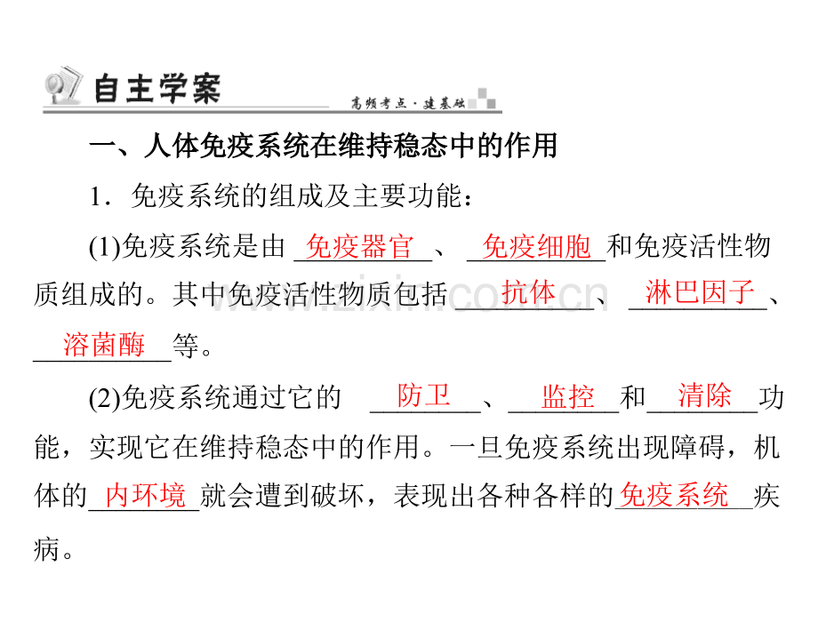 学业水平测试生物配套必修三人体的内环境与稳态免疫调节.pptx_第1页