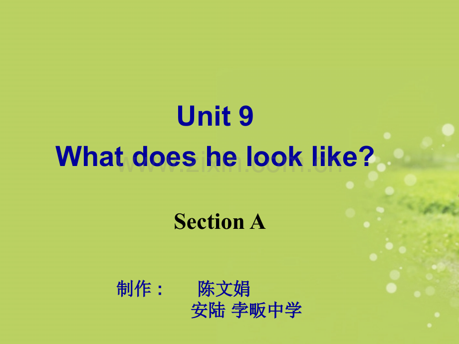 初一英语2013新目标七年级英语下册Unit9WhatdoeshelooklikeSectionA.pptx_第1页