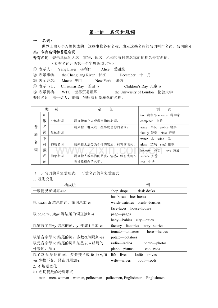 初中英语语法专题资料含讲义与练习题.doc_第1页