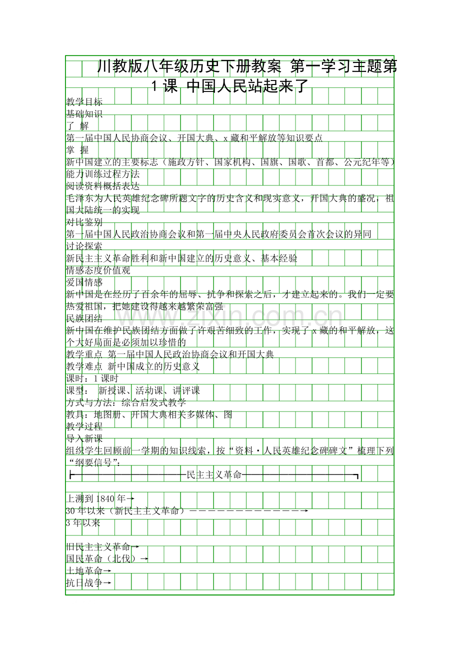 八年级历史中国人民站起来了1.docx_第1页