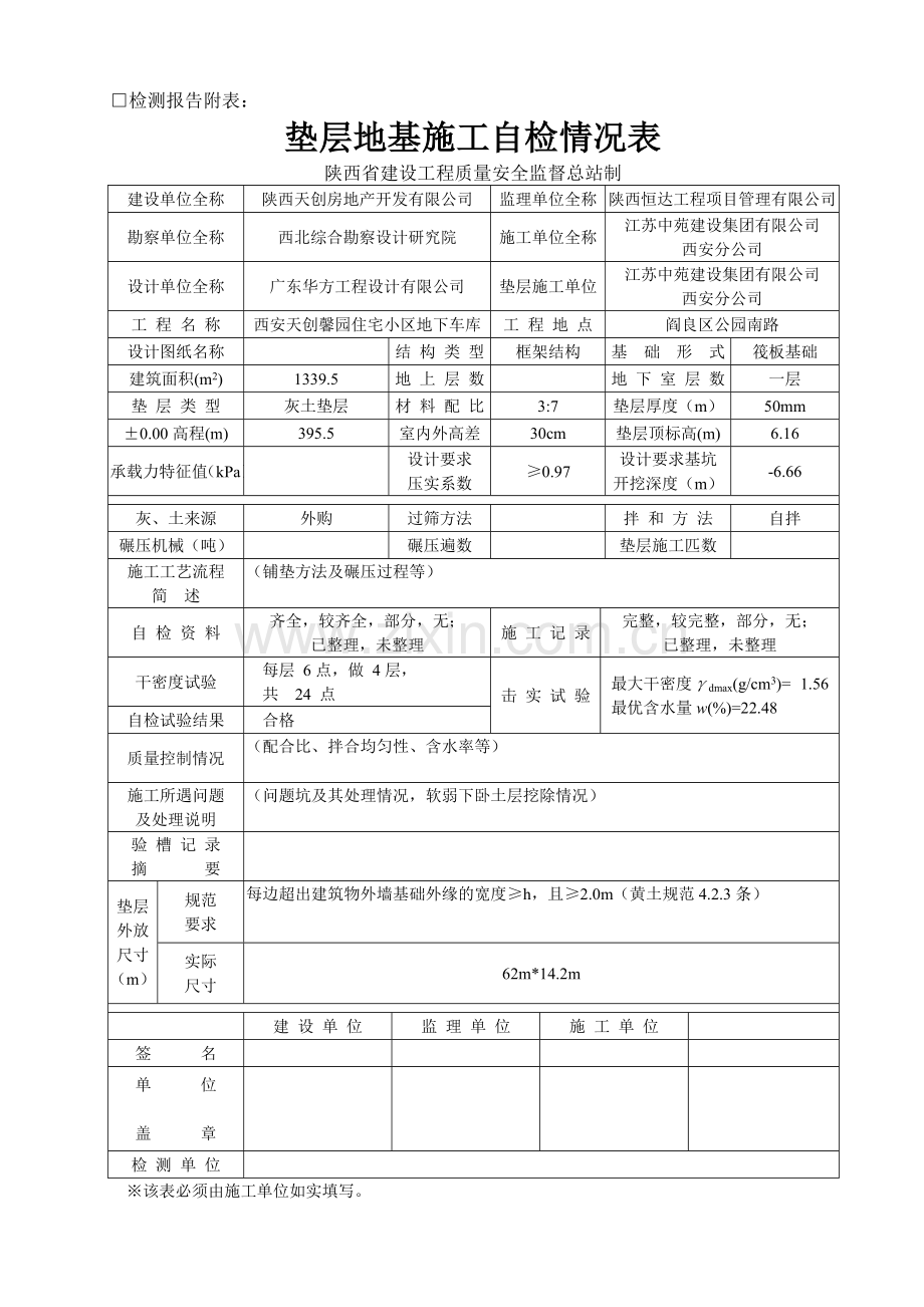 垫层地基施工自检情况表11.doc_第2页