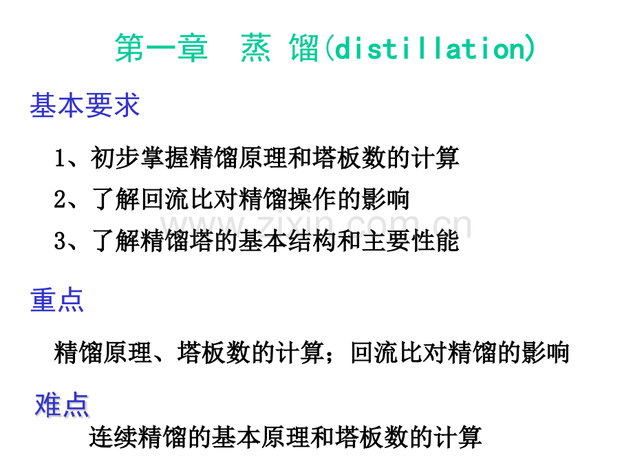 初步掌握精馏原理和塔板数的计算了解回流比对精馏操作的影响.pptx_第1页