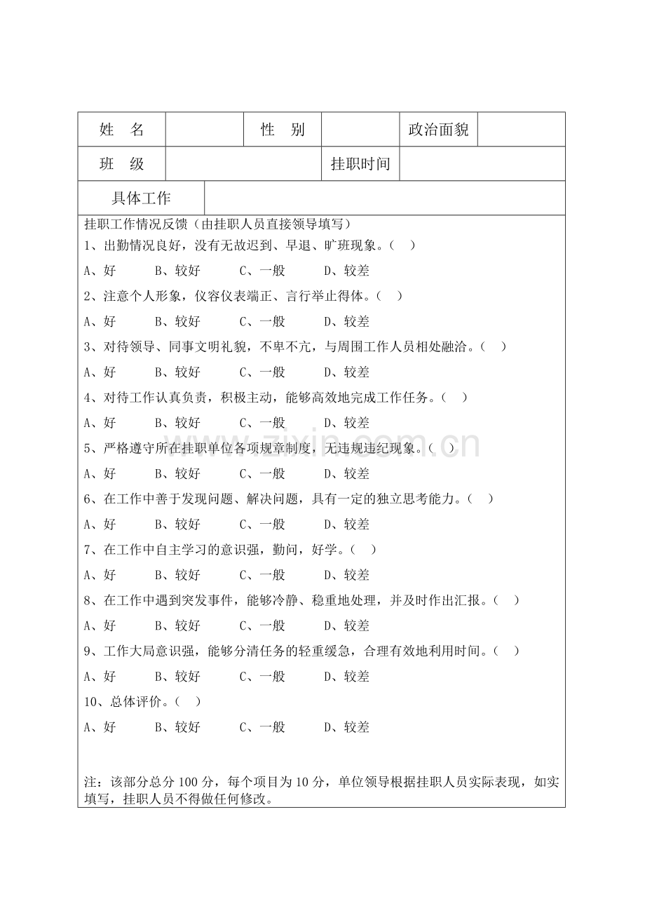 大学生挂职锻炼鉴定表.doc_第2页