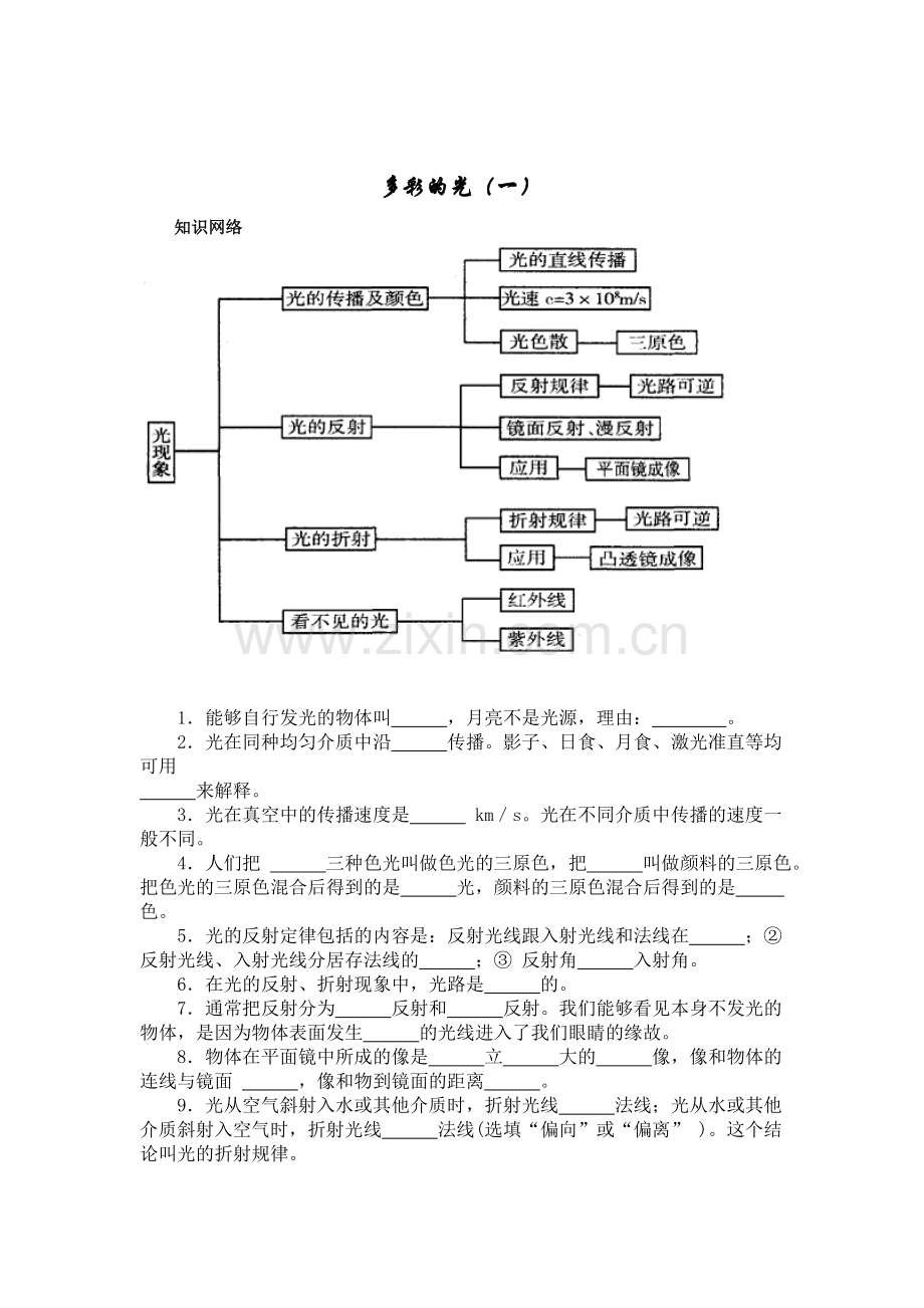 初中物理多彩的光一.doc_第1页