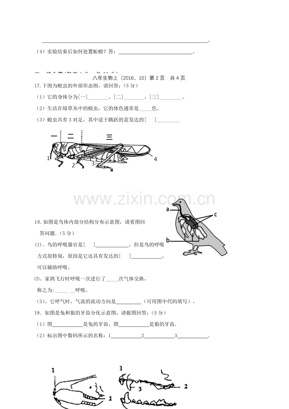 八年级生物上学期第一次月考试题-新人教版8.doc_第3页