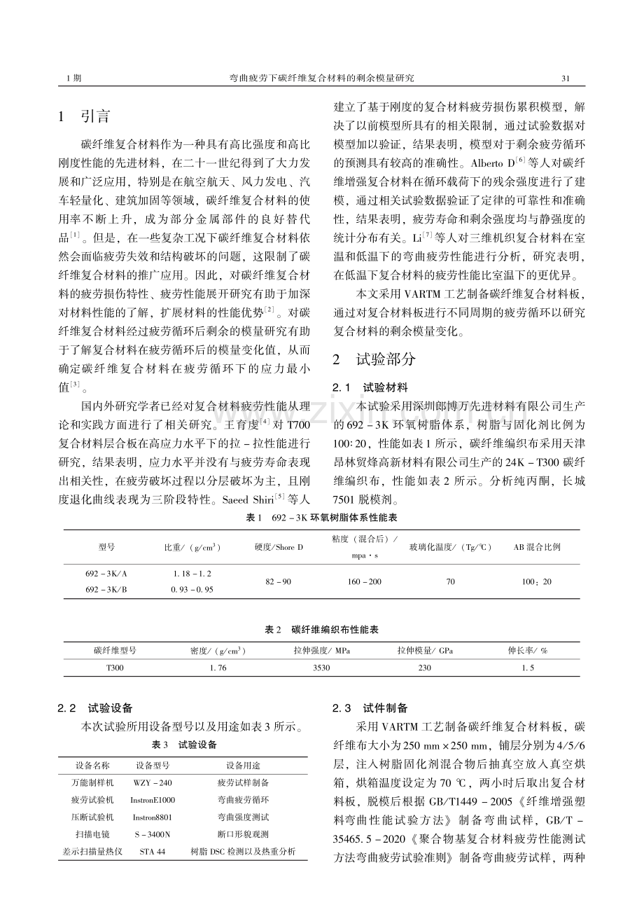 弯曲疲劳下碳纤维复合材料的剩余模量研究.pdf_第2页