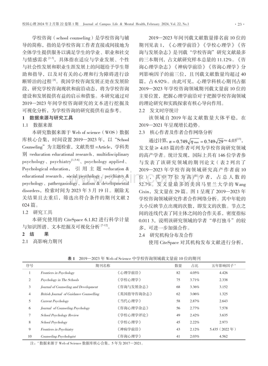 学校咨询的前沿研究解读——基于CiteSpace的文献计量可视化分析.pdf_第2页