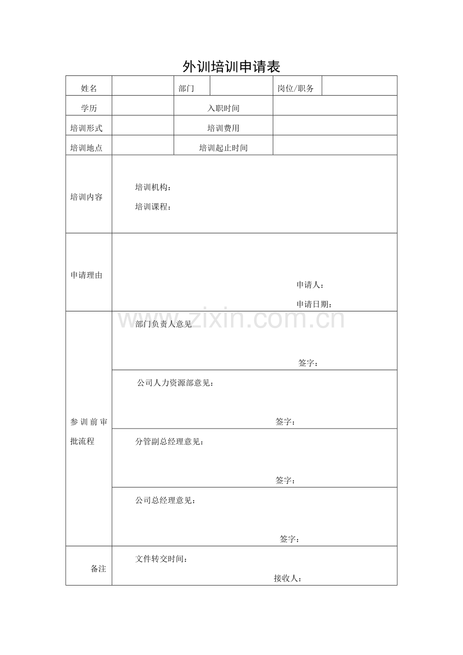 外训培训申请表.doc_第1页