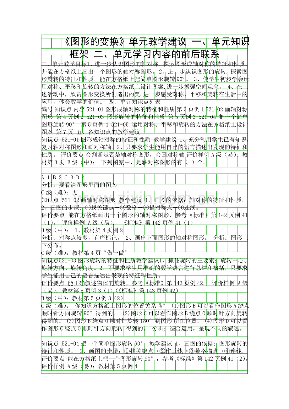 图形的变换单元分析及教学建议.docx_第1页