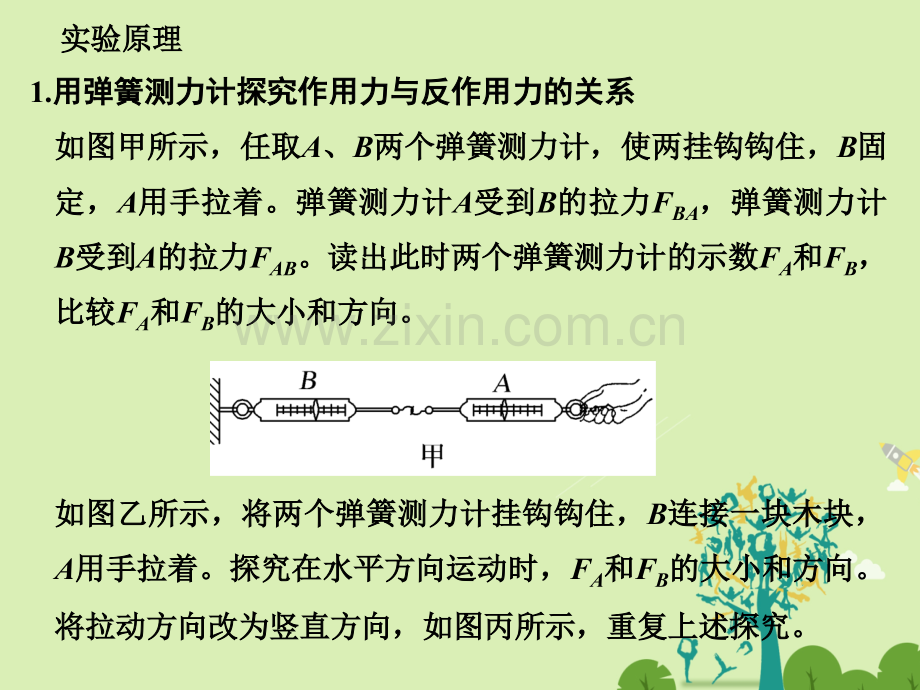 浙江鸭高考物理总复习牛顿运动定律实验五探究作用力和反作用力关系学考.pptx_第2页