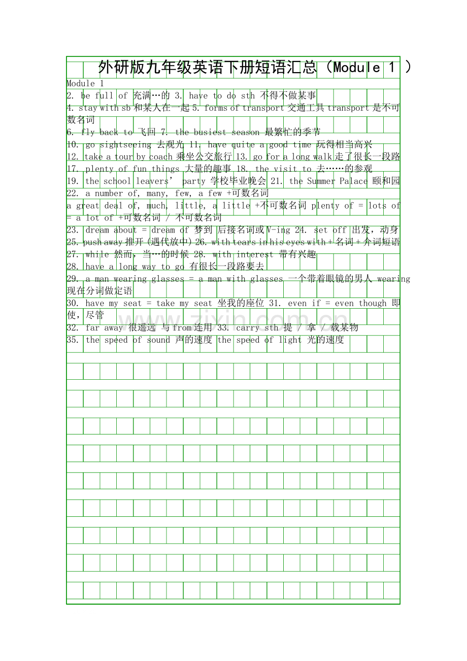 外研版九年级英语下册短语汇总Module-1.docx_第1页