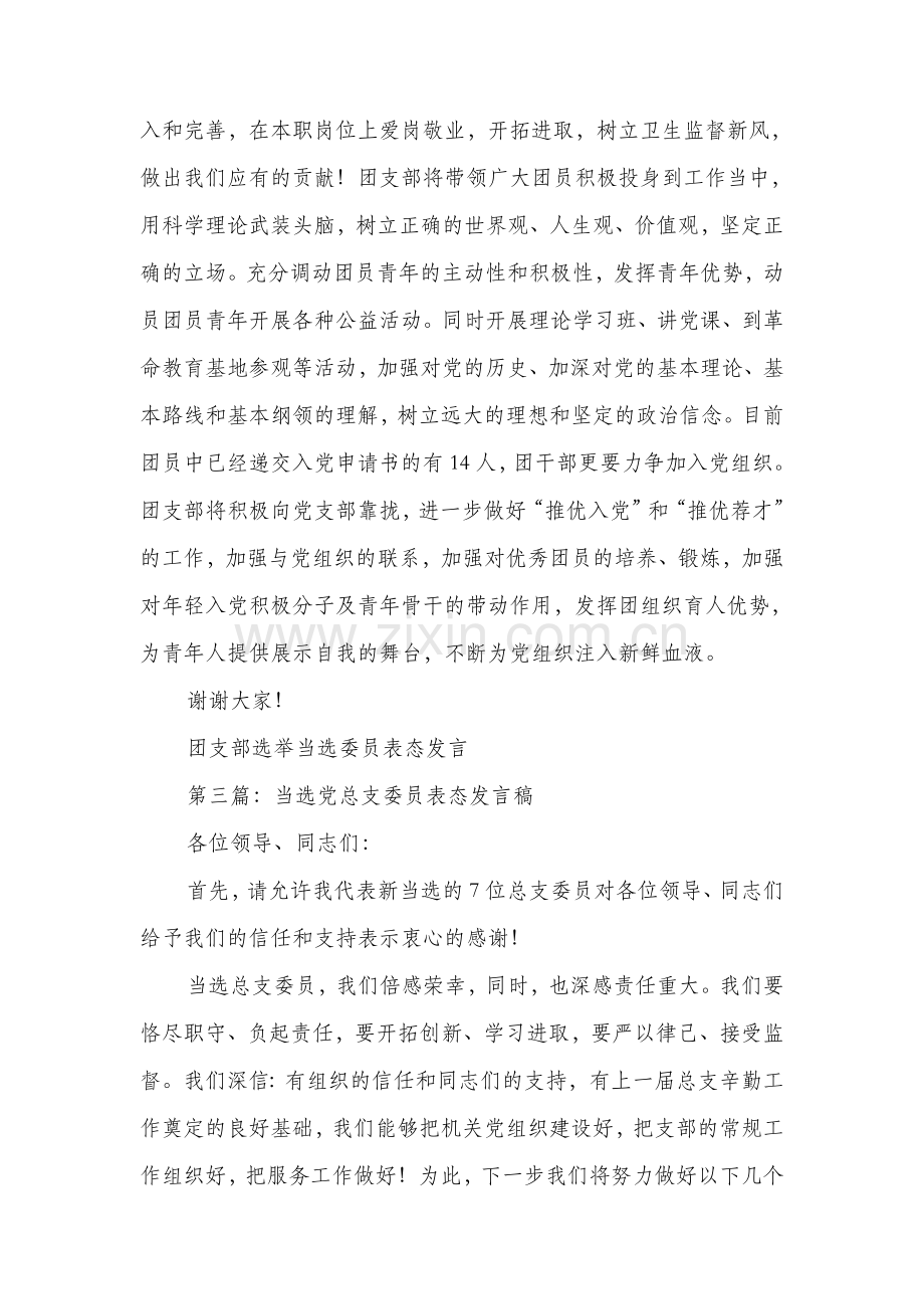 团支部选举当选委员表态发言稿精选多篇.doc_第2页