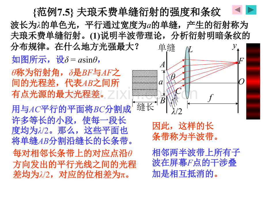 光学之夫琅禾费单缝衍射的强和条纹.pptx_第1页